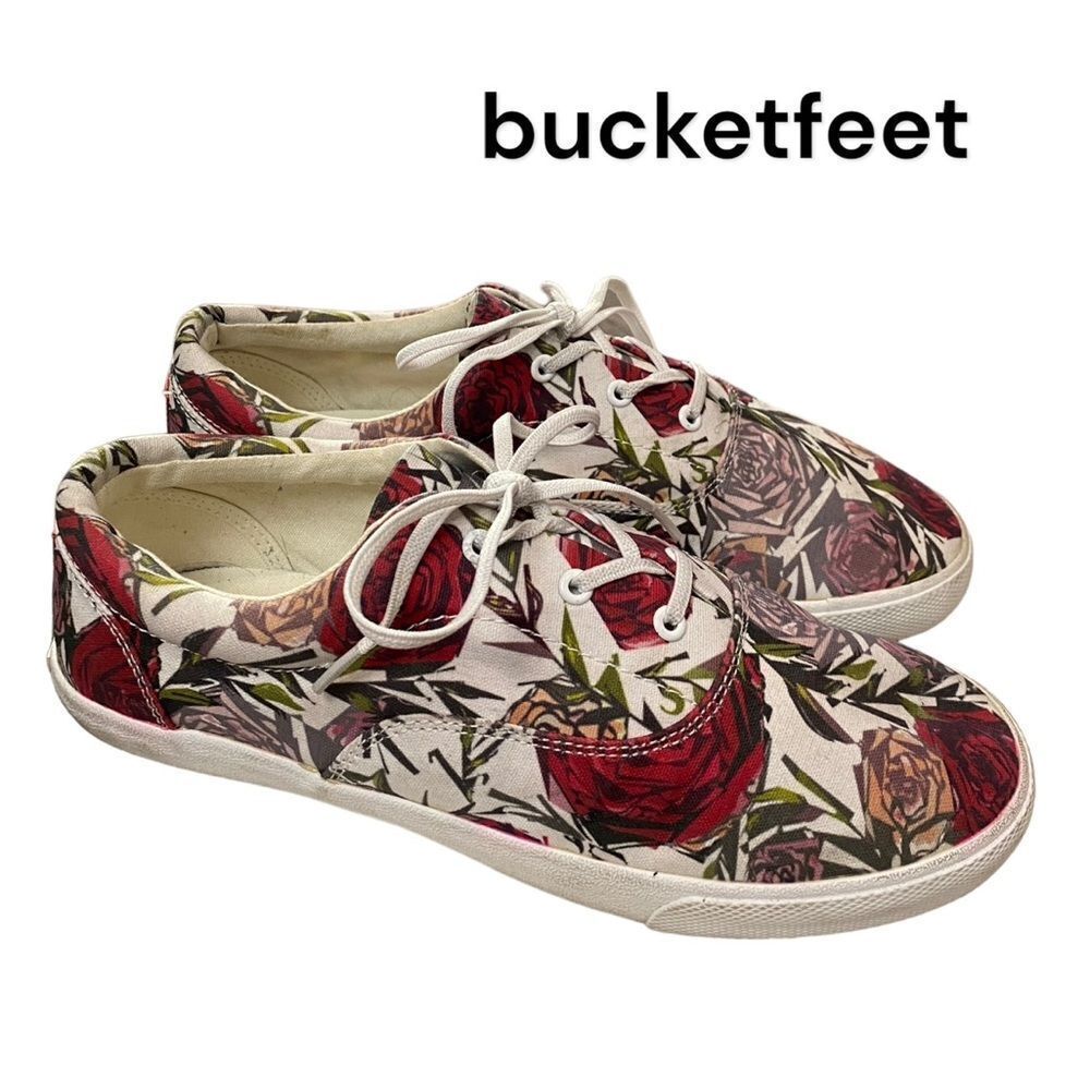 Bucketfeet Bucket Feet Big Kids Floral Canvas Tennis Shoes Sneakers 4